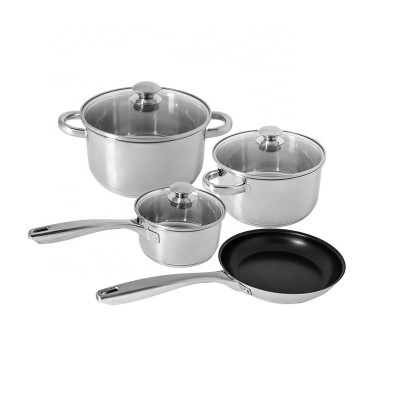 set(18 /10 stainless steel cookware Stainless Steel  cookware set with non stick  fry pan