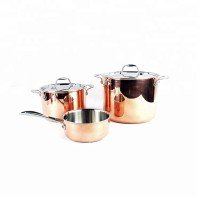 Wholesale new design tri-ply copper kitchen pots and pans cookware set