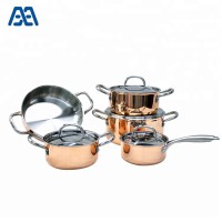 Luxury Multifunction 5 Pcs Tri-Ply Copper Cookware Set