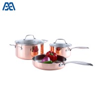 High quality tri-ply copper cooking pot set