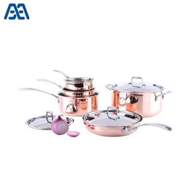 Luxury tri-ply copper induction bottom cookware set