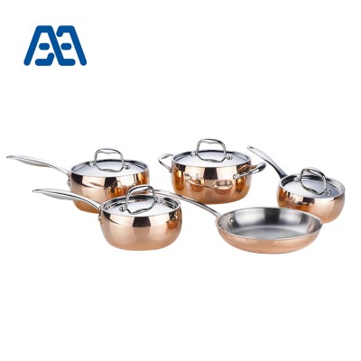 Kitchen tri ply copper cooking pot cookware set