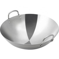 Large commercial induction wok cooker with double handles rivets kitchen cookware non stick wok