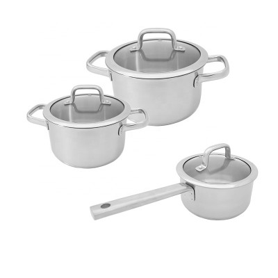 Stainless Steel 6pcs cookware set with cooking pot and pan  stainless steel stock pot and sauce pan